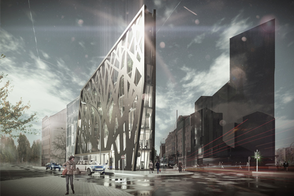 Daudzstāvu biroju ēkas, Rīgā, Miera ielā 1, vizuālais priekšlikums